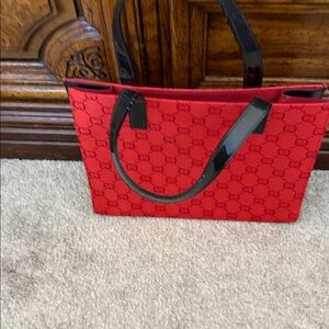 Red Tote Bag with Black Handles